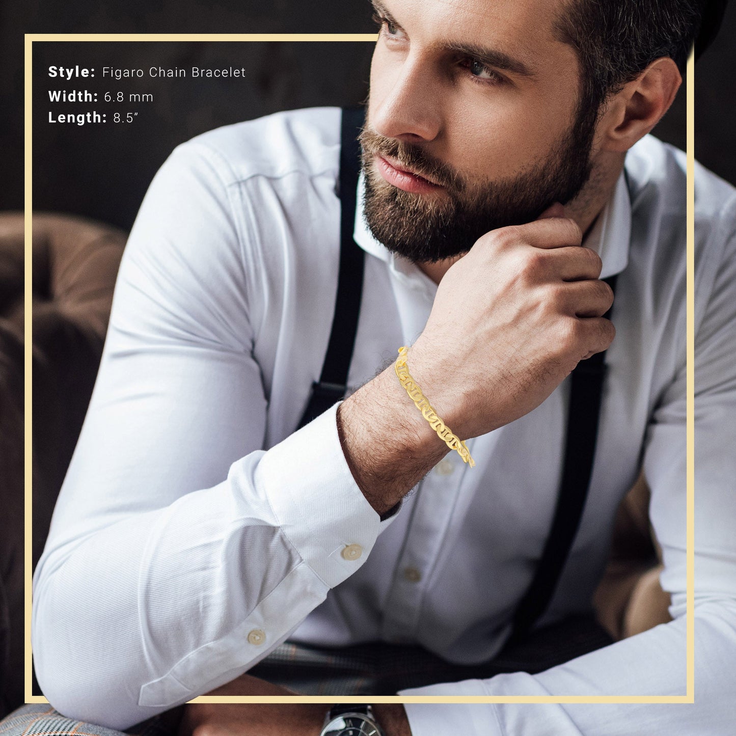 Mariner Chain 14K Gold Filled Bracelet 8.5" Lobster Claw Clasp Men Jewelry 6.8 mm